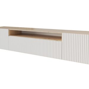 Szafka RTV z frezowanymi frontami wisząca NOA-2-W – 200x40x41 cm – Biały 644177 Szafka RTV z frezowanymi frontami wisząca NOA-2-W – 200x40x41 cm – Biały 644177