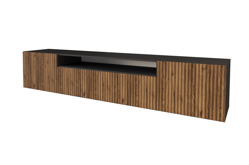 Szafka RTV z frezowanymi frontami wisząca NOA-2-W - 200x40x41 cm - Brązowy 644263