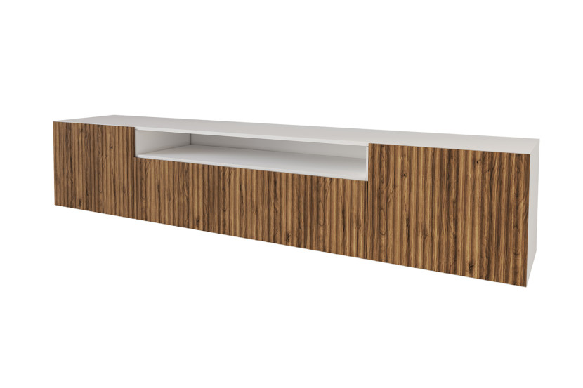 Szafka RTV z frezowanymi frontami wisząca NOA-2-W - 200x40x41 cm - Brązowy 644146