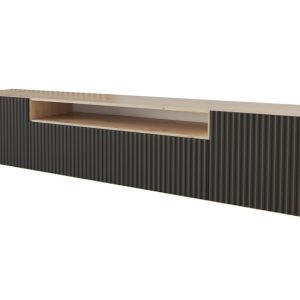 Szafka RTV z frezowanymi frontami wisząca NOA-2-W – 200x40x41 cm – Czarny 644183 Szafka RTV z frezowanymi frontami wisząca NOA-2-W – 200x40x41 cm – Czarny 644183
