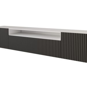 Szafka RTV z frezowanymi frontami wisząca NOA-2-W – 200x40x41 cm – Czarny 644184 Szafka RTV z frezowanymi frontami wisząca NOA-2-W – 200x40x41 cm – Czarny 644184