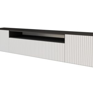 Szafka RTV z frezowanymi frontami wisząca NOA-2-W – 200x40x41 cm – Czarny 644152 Szafka RTV z frezowanymi frontami wisząca NOA-2-W – 200x40x41 cm – Czarny 644152