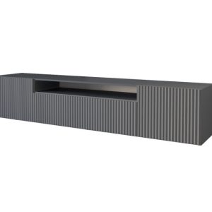 Szafka RTV z frezowanymi frontami wisząca NOA-2-W – 200x40x41 cm – Grafit 644157 Szafka RTV z frezowanymi frontami wisząca NOA-2-W – 200x40x41 cm – Grafit 644157