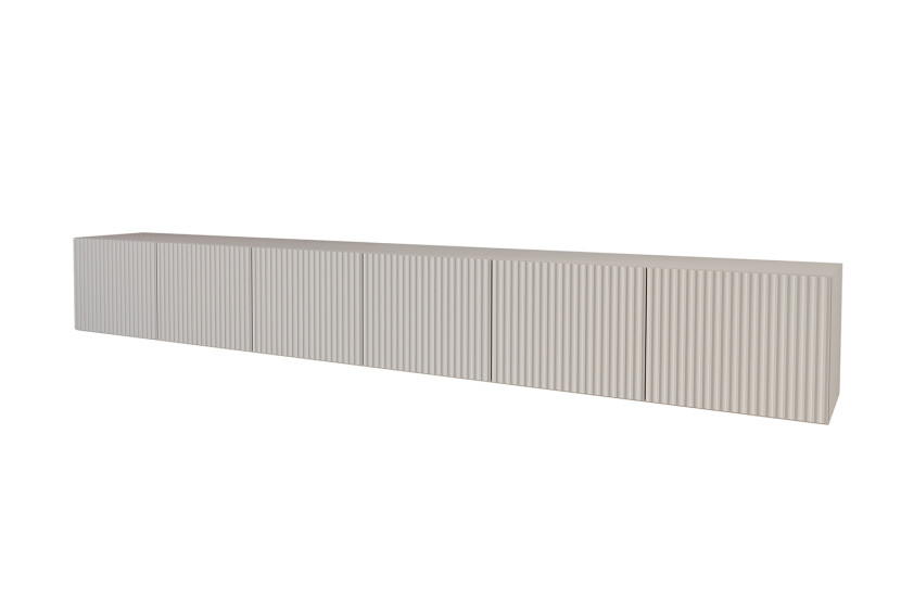 Szafka RTV z frezowanymi frontami wisząca NOA-2-W - 3x100x40x40 cm - Beżowy 654124