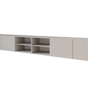 Szafka RTV z frezowanymi frontami wisząca NOA-2-W – 3x100x40x40 cm – Beżowy 654097 Szafka RTV z frezowanymi frontami wisząca NOA-2-W – 3x100x40x40 cm – Beżowy 654097