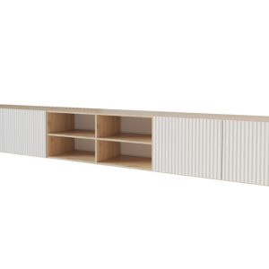 Szafka RTV z frezowanymi frontami wisząca NOA-2-W – 3x100x40x40 cm – Biały 654081 Szafka RTV z frezowanymi frontami wisząca NOA-2-W – 3x100x40x40 cm – Biały 654081