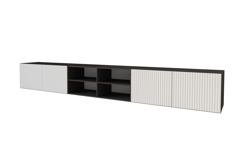 Szafka RTV z frezowanymi frontami wisząca NOA-2-W - 3x100x40x40 cm - Biały 654092