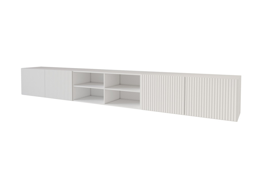 Szafka RTV z frezowanymi frontami wisząca NOA-2-W - 3x100x40x40 cm - Biały 654119