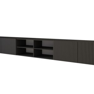 Szafka RTV z frezowanymi frontami wisząca NOA-2-W – 3x100x40x40 cm – Czarny 654113 Szafka RTV z frezowanymi frontami wisząca NOA-2-W – 3x100x40x40 cm – Czarny 654113