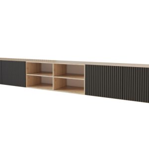 Szafka RTV z frezowanymi frontami wisząca NOA-2-W – 3x100x40x40 cm – Czarny 654128 Szafka RTV z frezowanymi frontami wisząca NOA-2-W – 3x100x40x40 cm – Czarny 654128