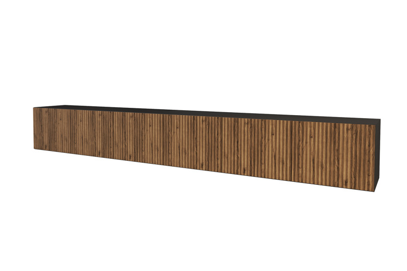 Szafka RTV z frezowanymi frontami wisząca NOA-2-W - 3x100x40x40cm - Brązowy 654137