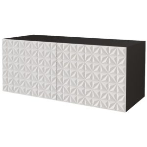 Szafka RTV z frezowanymi frontami wisząca VIRA-W – 100x40x40 cm – Biały 644214 Szafka RTV z frezowanymi frontami wisząca VIRA-W – 100x40x40 cm – Biały 644214