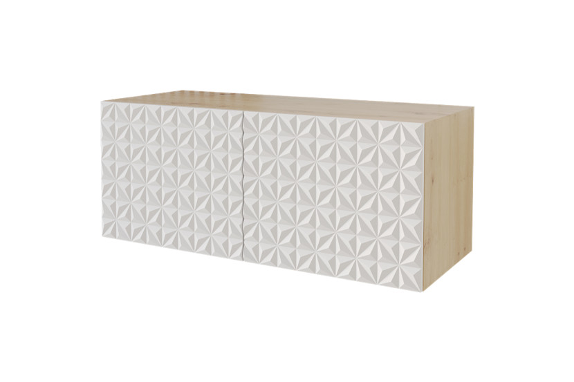 Szafka RTV z frezowanymi frontami wisząca VIRA-W - 100x40x40 cm - Biały 644249