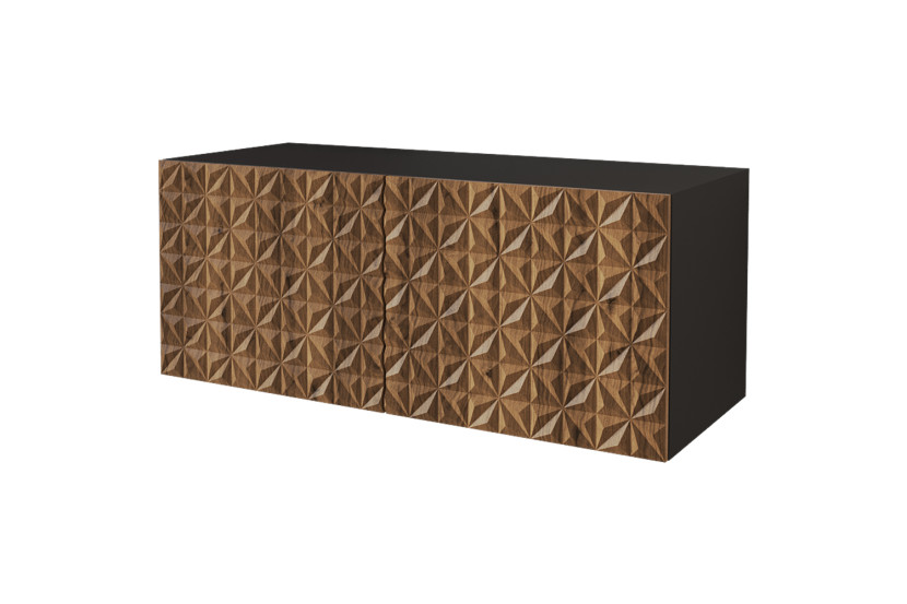 Szafka RTV z frezowanymi frontami wisząca VIRA-W - 100x40x40 cm - Brązowy 644254