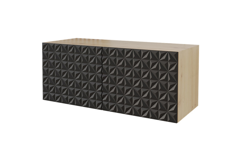 Szafka RTV z frezowanymi frontami wisząca VIRA-W - 100x40x40 cm - Czarny 644250