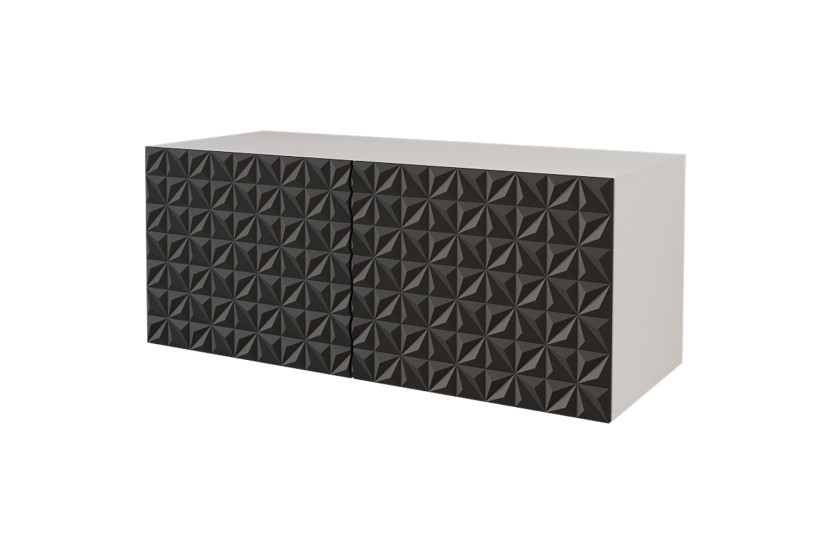 Szafka RTV z frezowanymi frontami wisząca VIRA-W - 100x40x40 cm - Czarny 644256