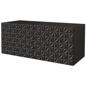 Szafka RTV z frezowanymi frontami wisząca VIRA-W – 100x40x40 cm – Czarny 644137 Szafka RTV z frezowanymi frontami wisząca VIRA-W – 100x40x40 cm – Czarny 644137