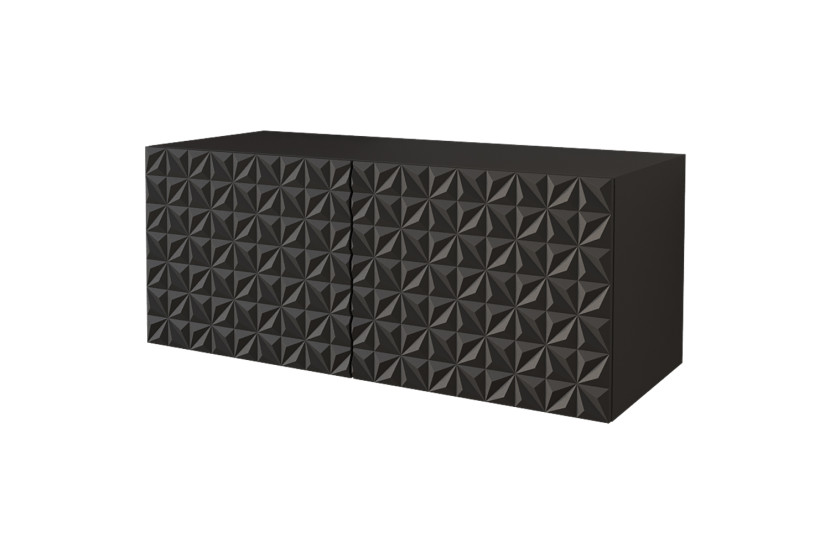 Szafka RTV z frezowanymi frontami wisząca VIRA-W - 100x40x40 cm - Czarny 644137