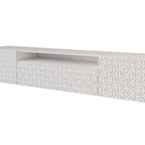 Szafka RTV z frezowanymi frontami wisząca VIRA-W – 200x40x41 cm – Biały 644149 Szafka RTV z frezowanymi frontami wisząca VIRA-W – 200x40x41 cm – Biały 644149
