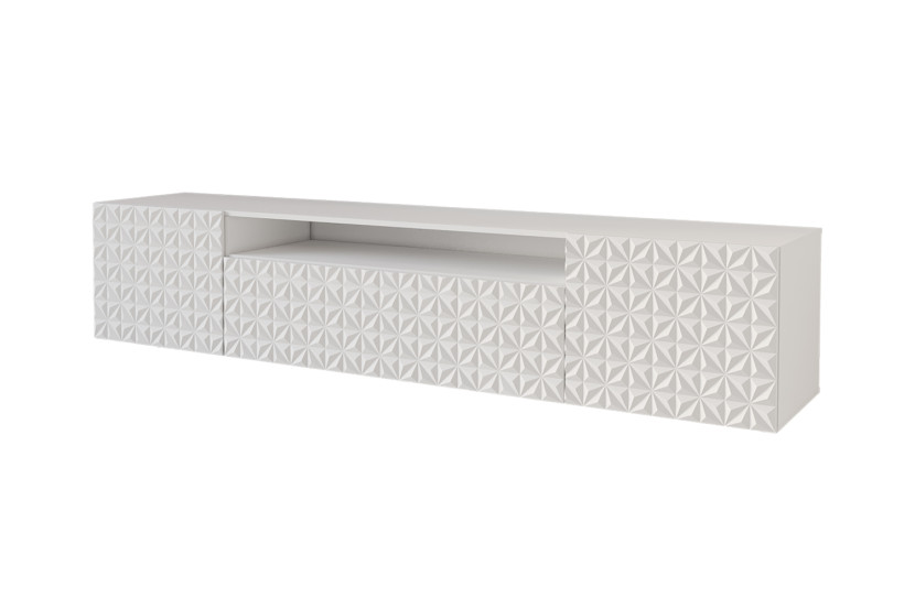 Szafka RTV z frezowanymi frontami wisząca VIRA-W - 200x40x41 cm - Biały 644149