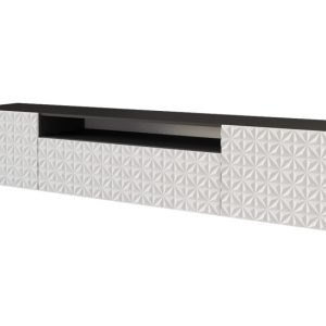 Szafka RTV z frezowanymi frontami wisząca VIRA-W – 200x40x41 cm – Biały 644120 Szafka RTV z frezowanymi frontami wisząca VIRA-W – 200x40x41 cm – Biały 644120