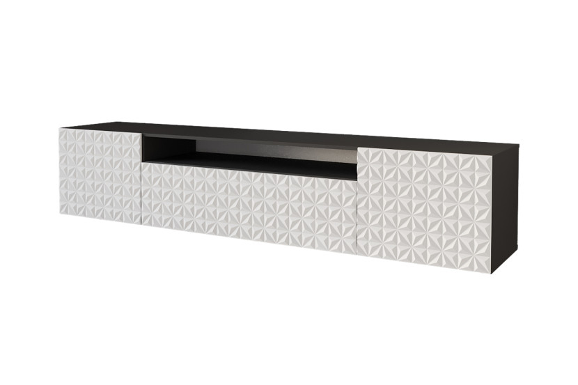 Szafka RTV z frezowanymi frontami wisząca VIRA-W - 200x40x41 cm - Biały 644120