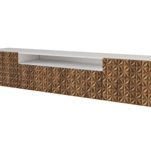 Szafka RTV z frezowanymi frontami wisząca VIRA-W – 200x40x41 cm – Brązowy 644150 Szafka RTV z frezowanymi frontami wisząca VIRA-W – 200x40x41 cm – Brązowy 644150