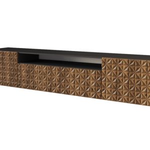 Szafka RTV z frezowanymi frontami wisząca VIRA-W – 200x40x41 cm – Brązowy 644158 Szafka RTV z frezowanymi frontami wisząca VIRA-W – 200x40x41 cm – Brązowy 644158