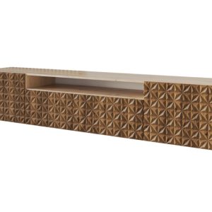 Szafka RTV z frezowanymi frontami wisząca VIRA-W – 200x40x41 cm – Brązowy 644130 Szafka RTV z frezowanymi frontami wisząca VIRA-W – 200x40x41 cm – Brązowy 644130