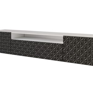 Szafka RTV z frezowanymi frontami wisząca VIRA-W – 200x40x41 cm – Czarny 644223 Szafka RTV z frezowanymi frontami wisząca VIRA-W – 200x40x41 cm – Czarny 644223