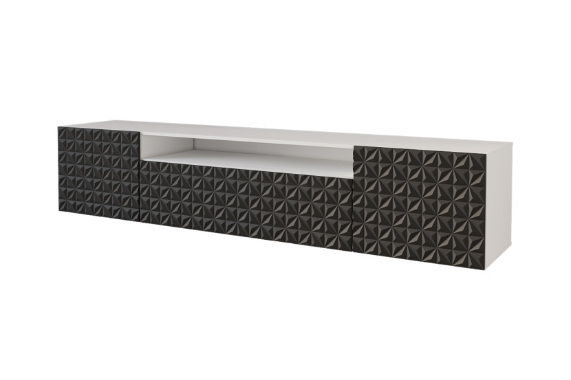 Szafka RTV z frezowanymi frontami wisząca VIRA-W - 200x40x41 cm - Czarny 644223
