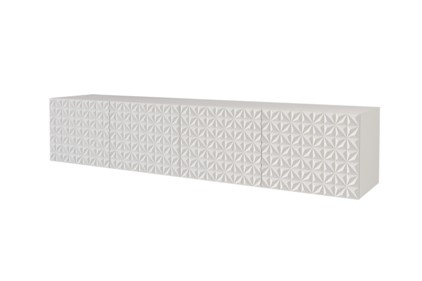 Szafka RTV z frezowanymi frontami wisząca VIRA-W - 2x100x40x40 cm - Biały 644125