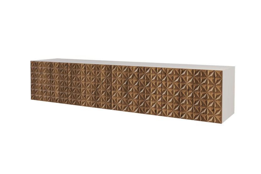 Szafka RTV z frezowanymi frontami wisząca VIRA-W - 2x100x40x40 cm - Brązowy 644203