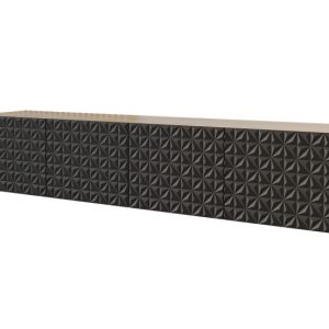 Szafka RTV z frezowanymi frontami wisząca VIRA-W – 2x100x40x40 cm – Czarny 644174