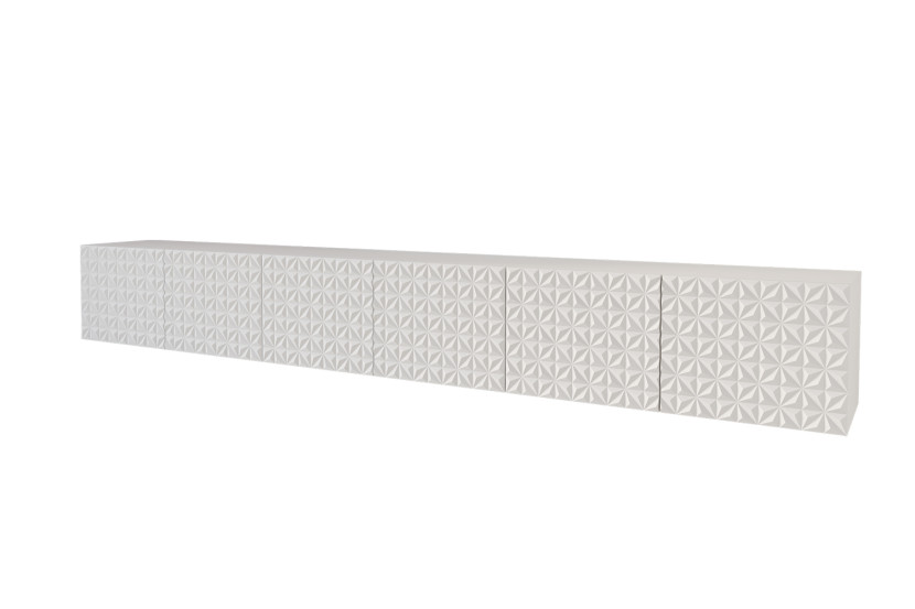 Szafka RTV z frezowanymi frontami wisząca VIRA-W - 3x100x40x40 cm - Biały 654089