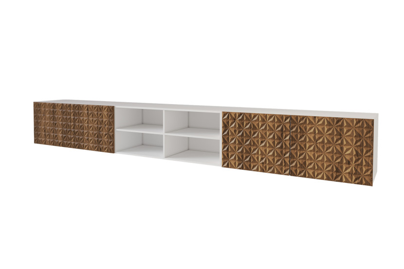 Szafka RTV z frezowanymi frontami wisząca VIRA-W - 3x100x40x40 cm - Brązowy 654086