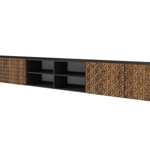 Szafka RTV z frezowanymi frontami wisząca VIRA-W – 3x100x40x40 cm – Brązowy 654136 Szafka RTV z frezowanymi frontami wisząca VIRA-W – 3x100x40x40 cm – Brązowy 654136