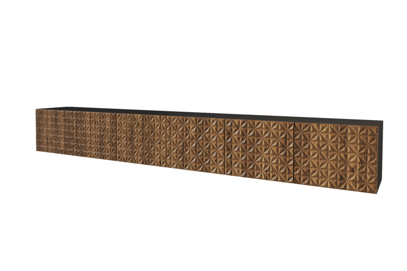 Szafka RTV z frezowanymi frontami wisząca VIRA-W - 3x100x40x40 cm - Brązowy 654077