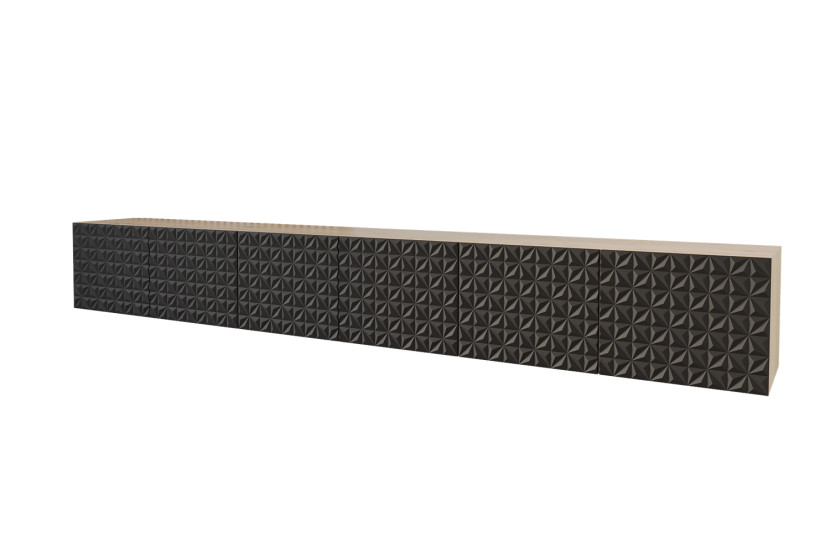 Szafka RTV z frezowanymi frontami wisząca VIRA-W - 3x100x40x40 cm - Czarny 654091