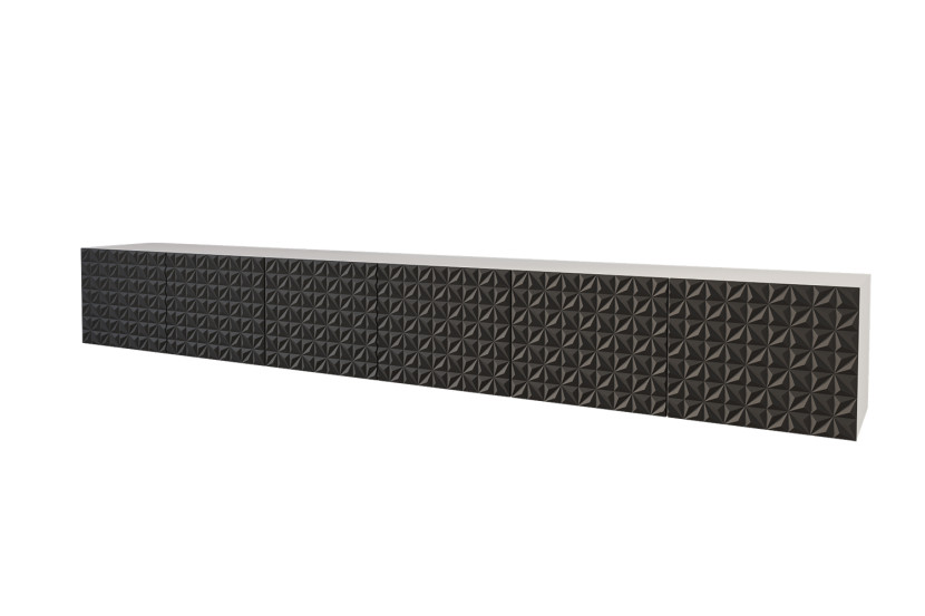 Szafka RTV z frezowanymi frontami wisząca VIRA-W - 3x100x40x40 cm - Czarny 654111