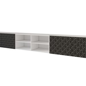 Szafka RTV z frezowanymi frontami wisząca VIRA-W – 3x100x40x40 cm – Czarny 654087 Szafka RTV z frezowanymi frontami wisząca VIRA-W – 3x100x40x40 cm – Czarny 654087