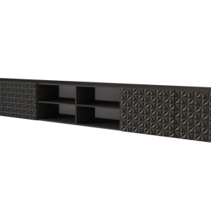 Szafka RTV z frezowanymi frontami wisząca VIRA-W – 3x100x40x40 cm – Czarny 654118 Szafka RTV z frezowanymi frontami wisząca VIRA-W – 3x100x40x40 cm – Czarny 654118