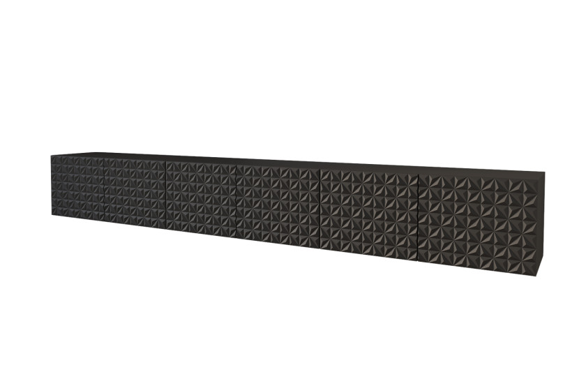 Szafka RTV z frezowanymi frontami wisząca VIRA-W - 3x100x40x40 cm - Czarny 654132