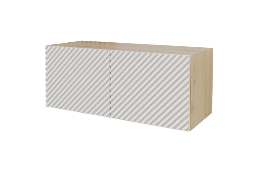 Szafka RTV z frezowanymi frontami wisząca ZENO-W - 100x40x40 cm - Biały 643091