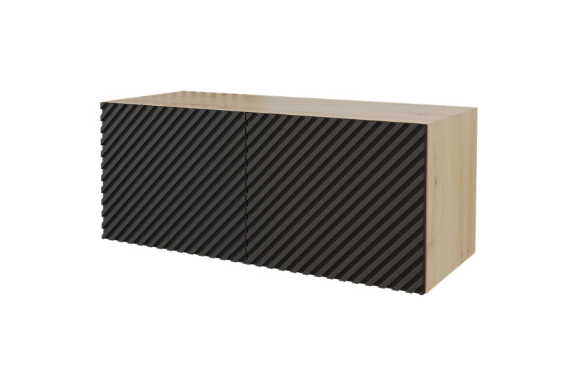 Szafka RTV z frezowanymi frontami wisząca ZENO-W - 100x40x40 cm - Czarny 643095