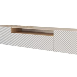 Szafka RTV z frezowanymi frontami wisząca ZENO-W – 200x40x41 cm – Biały 643114 Szafka RTV z frezowanymi frontami wisząca ZENO-W – 200x40x41 cm – Biały 643114