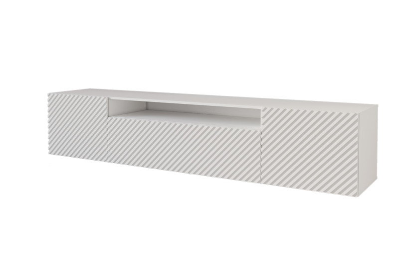Szafka RTV z frezowanymi frontami wisząca ZENO-W - 200x40x41 cm - Biały 461571