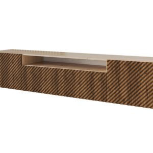 Szafka RTV z frezowanymi frontami wisząca ZENO-W – 200x40x41 cm – Brązowy 643073 Szafka RTV z frezowanymi frontami wisząca ZENO-W – 200x40x41 cm – Brązowy 643073