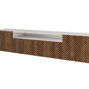 Szafka RTV z frezowanymi frontami wisząca ZENO-W – 200x40x41 cm – Brązowy 643110 Szafka RTV z frezowanymi frontami wisząca ZENO-W – 200x40x41 cm – Brązowy 643110