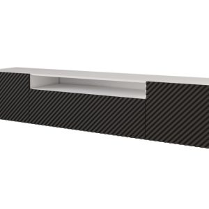 Szafka RTV z frezowanymi frontami wisząca ZENO-W – 200x40x41 cm – Czarny 643115 Szafka RTV z frezowanymi frontami wisząca ZENO-W – 200x40x41 cm – Czarny 643115